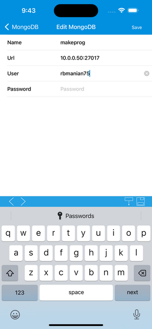 MongoDB iPhone Screenshot 1
