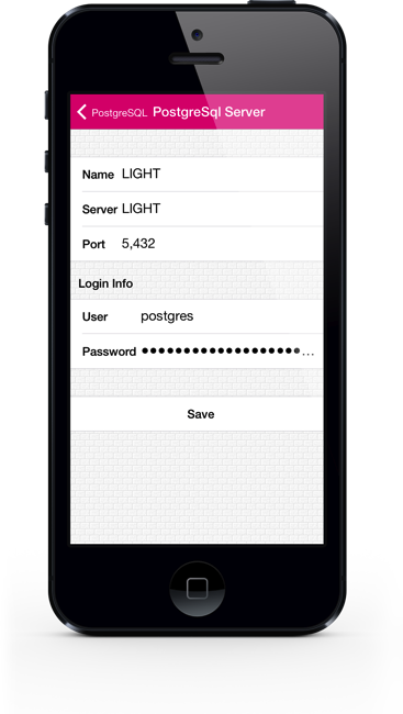 PostgreSql iPhone Screenshot 1