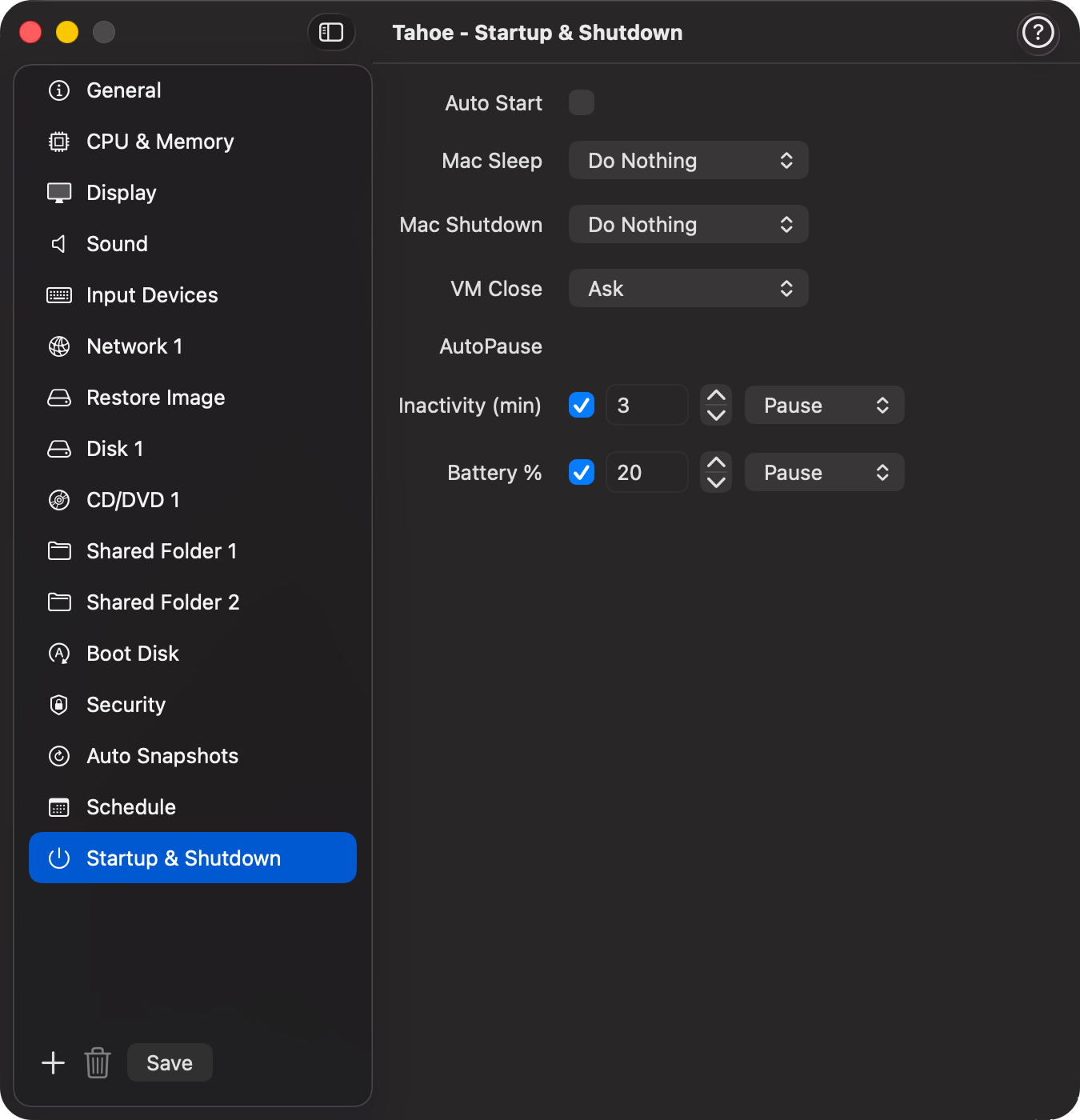 Startup & Shutdown Section