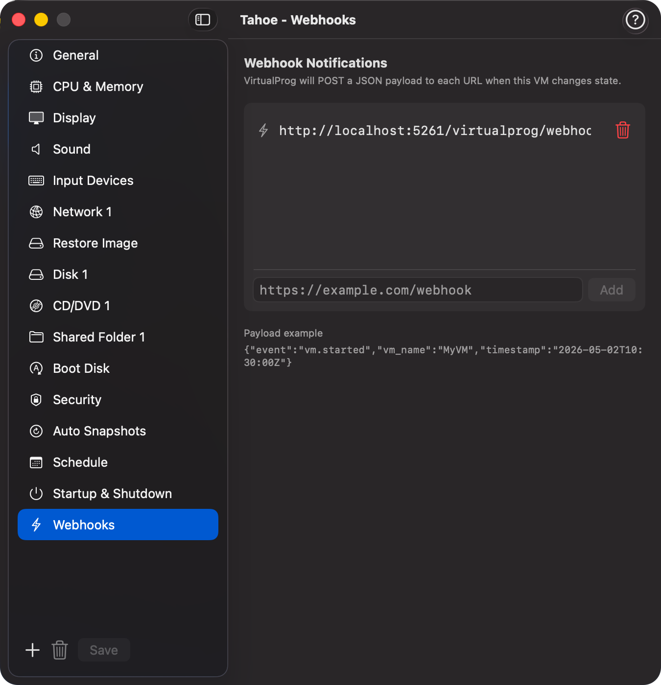 Webhooks Section