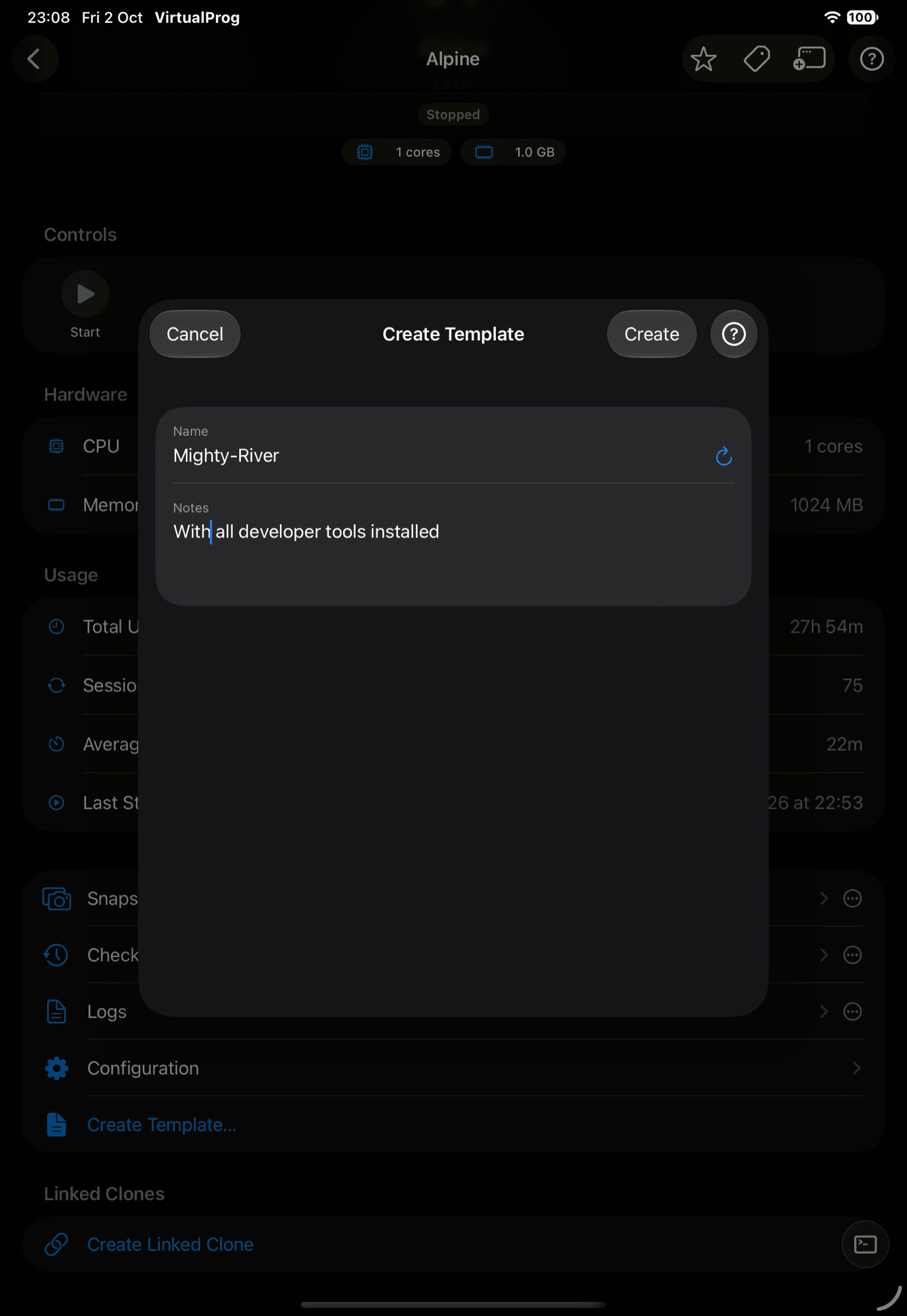 Create Template sheet with name/notes fields