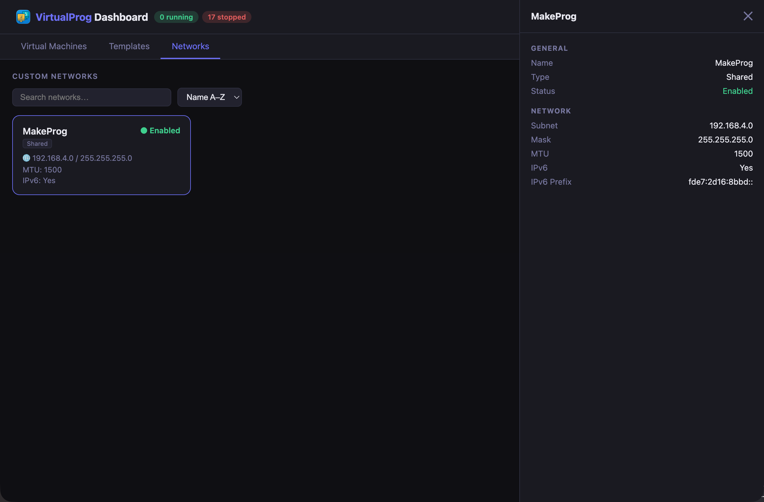 Web Dashboard - Networks
