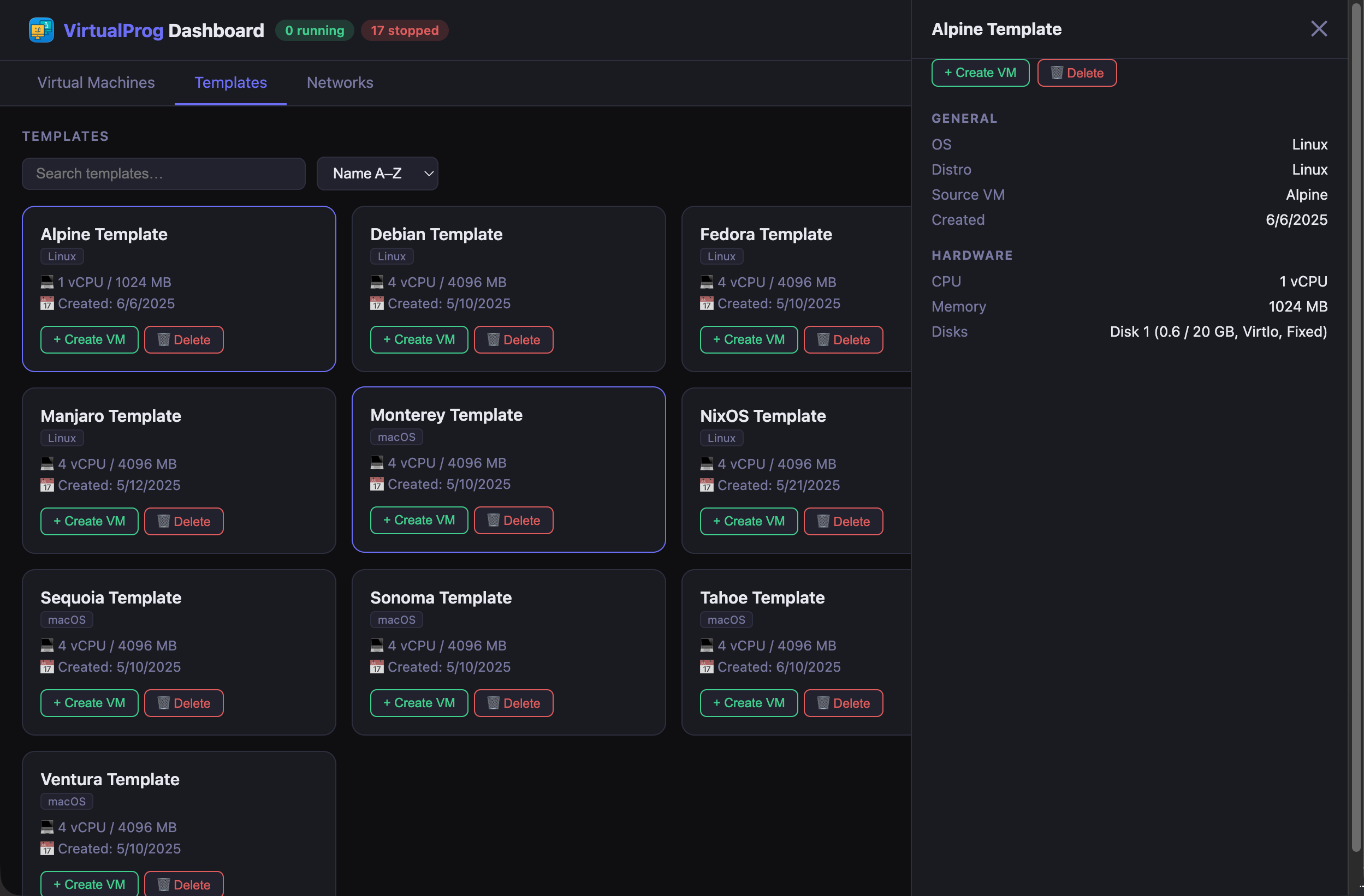 Web Dashboard - Templates