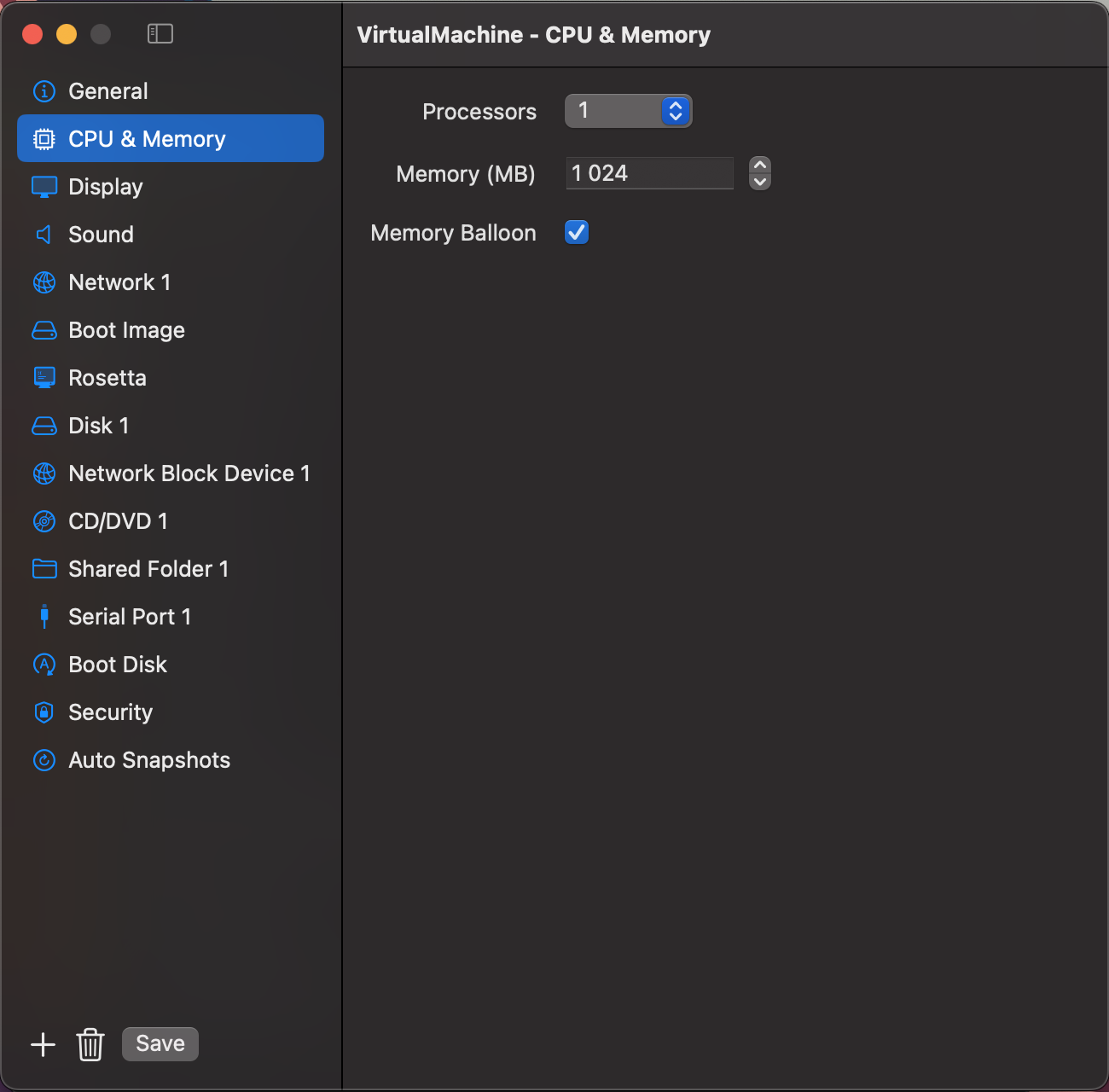 CPU & Memory Section