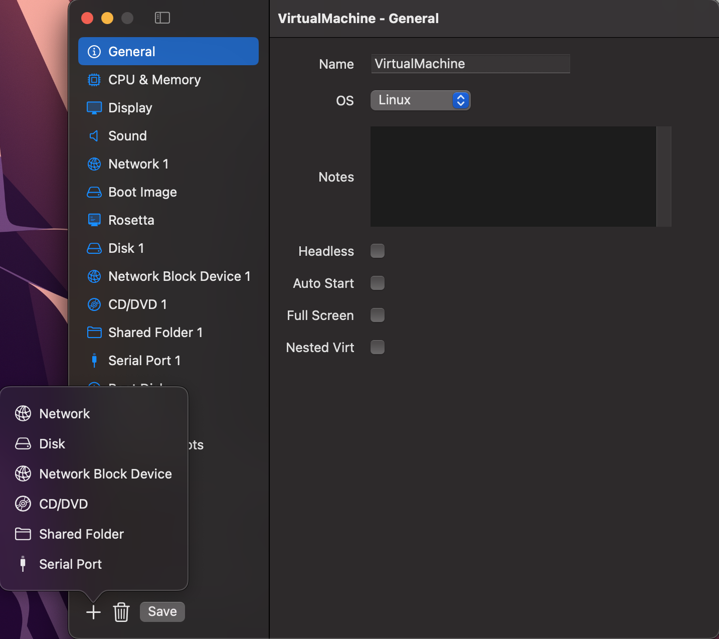 Configuration Screen